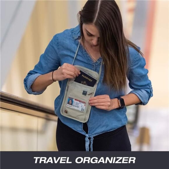 RFID Blocking Stash Neck Wallet, Travel Pouch + Passport Holder - Picture 2 of 7